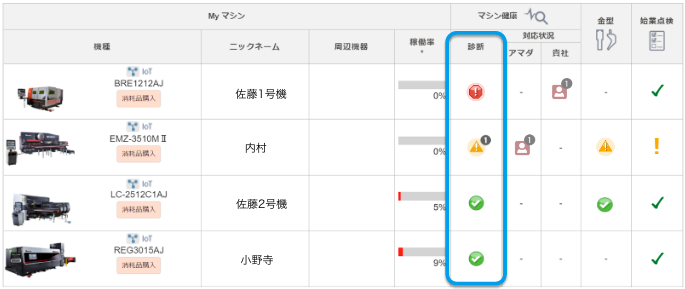マシン一覧画面